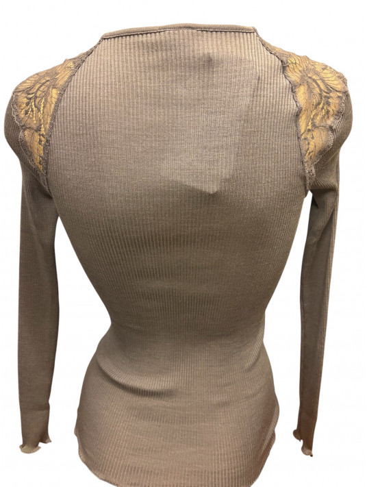 OSCALITO  taupe Lace top WOOLEN SILK