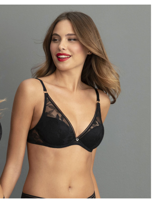 antigel black Plunge padded bra DENTELLE REBELLE