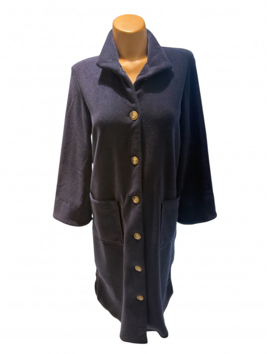 Pilus Robe de chambre boutonnée bleu marine TINAEL