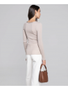 long-sleeved beige top WOOLEN SILK