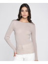 oscalito Top manches longues beige LAINE ET SOIE