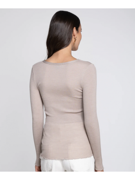 long-sleeved beige top WOOLEN SILK