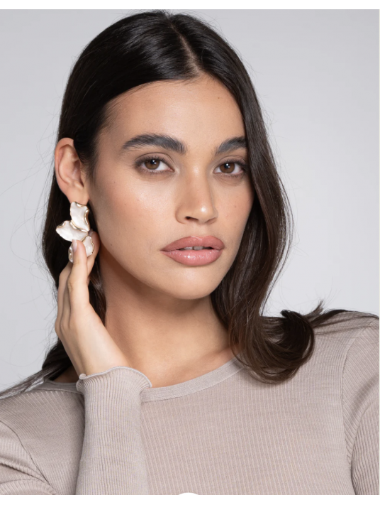 oscalito Top manches longues beige LAINE ET SOIE