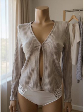 Cardigan beige LAINE ET SOIE