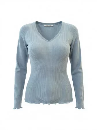 Oscalito Top manches longues bleu gris LAINE ET SOIE