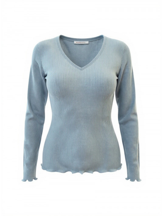 Oscalito Top manches longues bleu gris LAINE ET SOIE