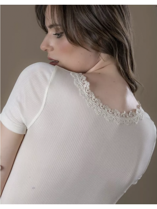 Moretta Short-sleeved top ivory SILK