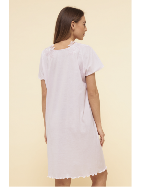 feraud Chemise de nuit manches courtes rose COTON