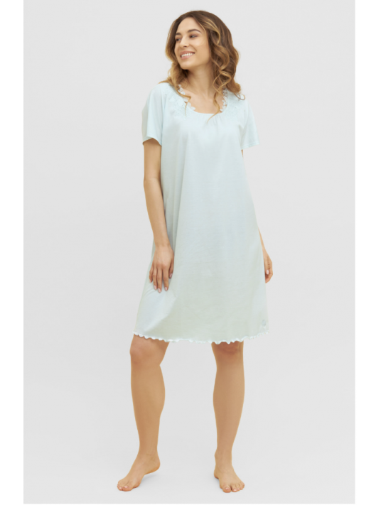feraud Chemise de nuit manches courtes bleu COTON