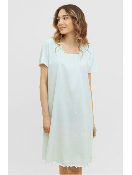 feraud Chemise de nuit manches courtes bleu COTON