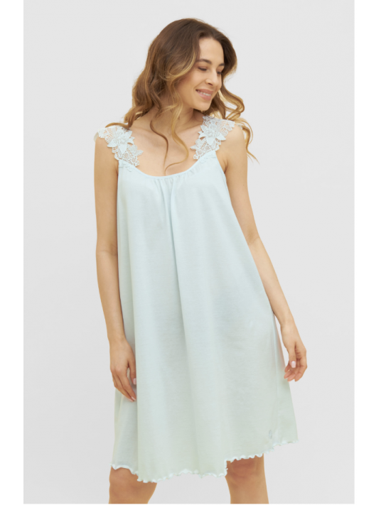 feraud Chemise de nuit sans manches bleu COTON