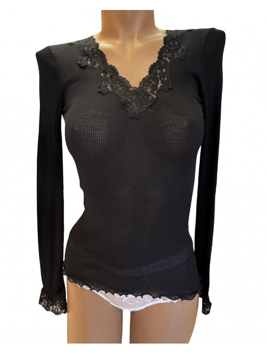Moretta Long-sleeved top Black SILK