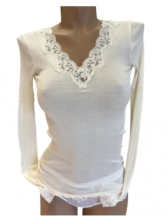 Moretta Long-sleeved top ivory SILK