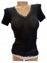 Moretta Top manches courtes noir SOIE