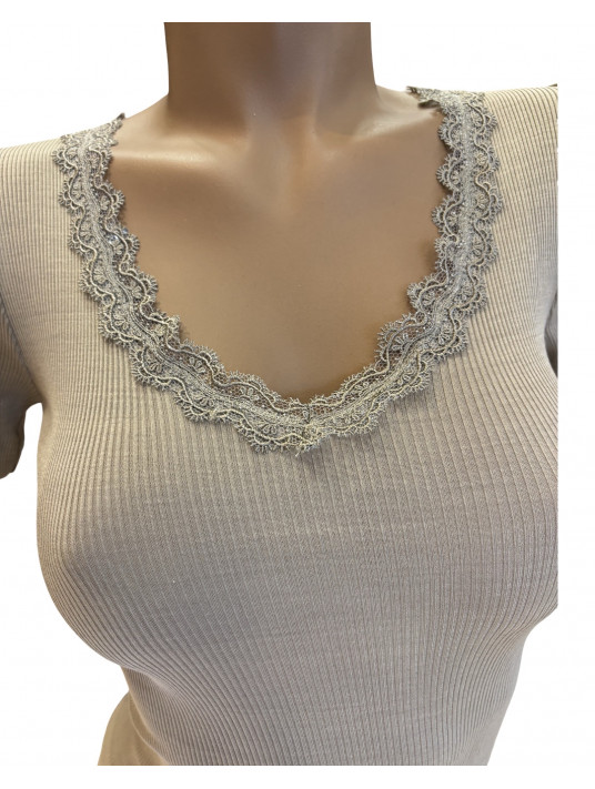 Short-sleeved top sand SILK