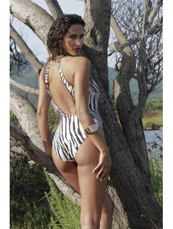 ANTIGEL Wireless open-back one-piece swimsuit  LA TIGRE BLANC