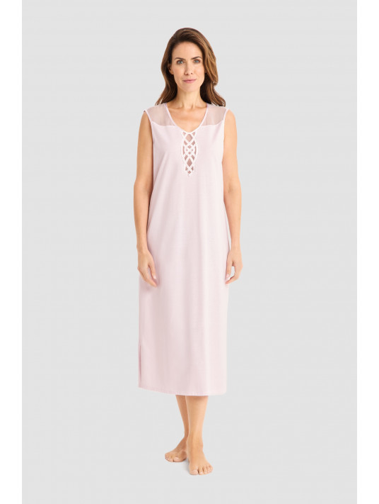 FÉRAUD Chemise de nuit sans manches rose COTON