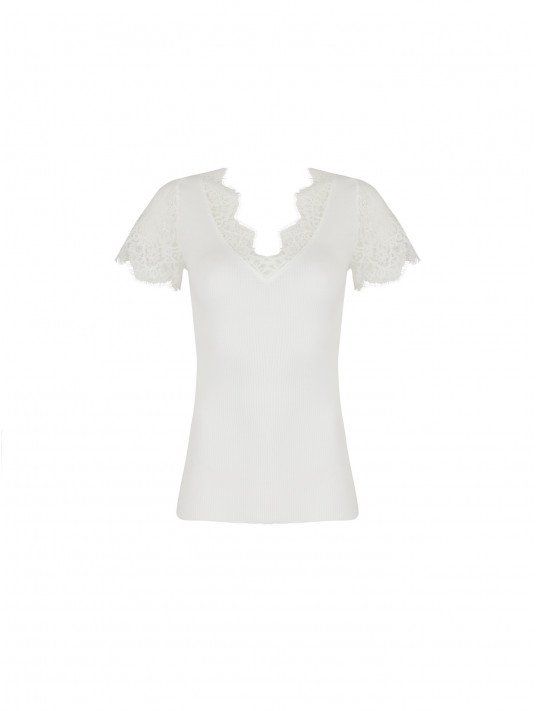 Short-sleeved top ivory PLAISIR CARESSE
