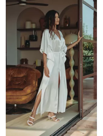 MARJOLAINE Long fluid belted dress CALISTA