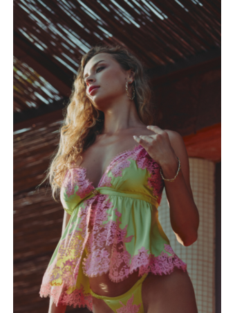 MARJOLAINE Caraco en soie Tilleul CALISTA