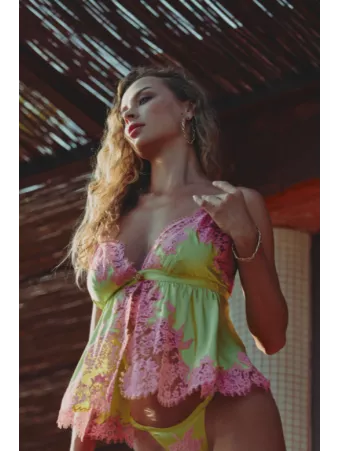 MARJOLAINE Caraco en soie Tilleul CALISTA