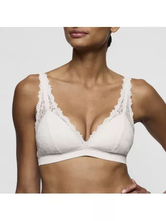 MARIE JO White wireless lace triangle bralette