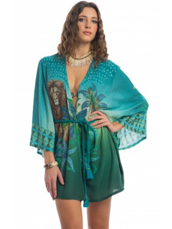 PIN UP STARS Short belted kimono ROI LION