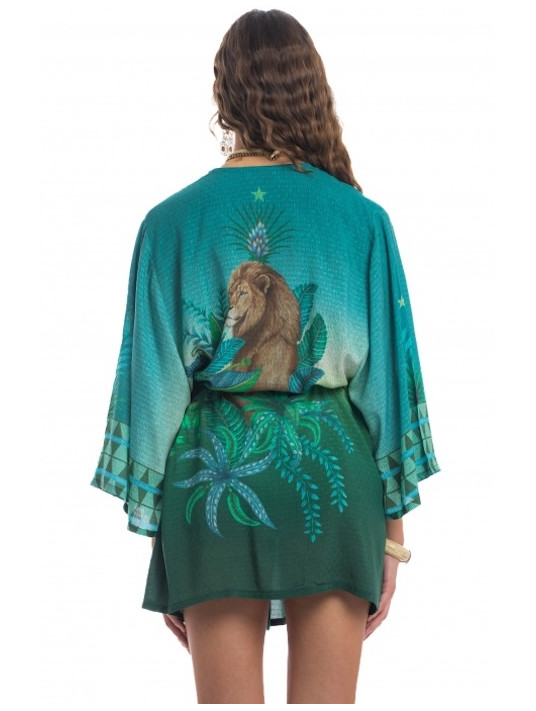 PIN UP STARS Short belted kimono ROI LION
