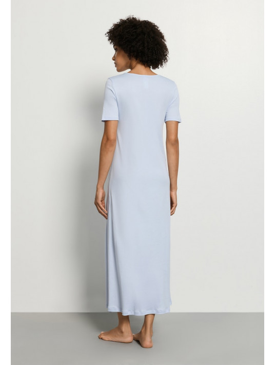 Hanro Chemise de nuit manches courtes coton bleu MOMENTS
