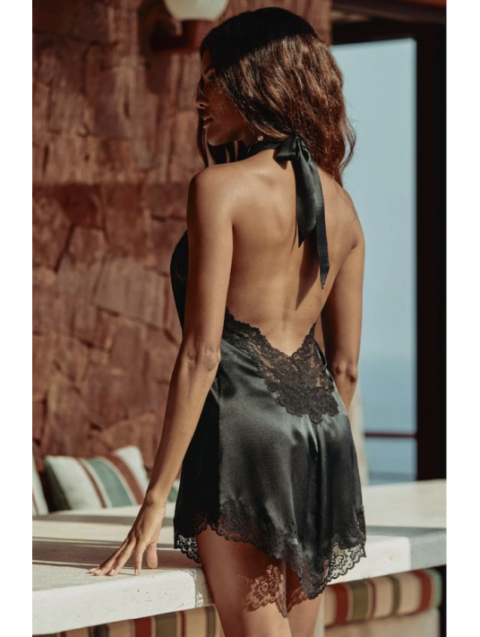Marjolaine Black silk nighty CARMELA