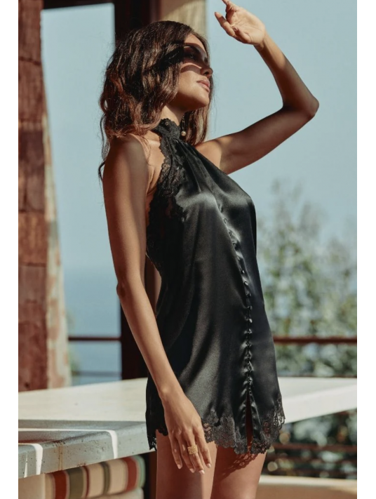 Marjolaine Black silk nighty CARMELA
