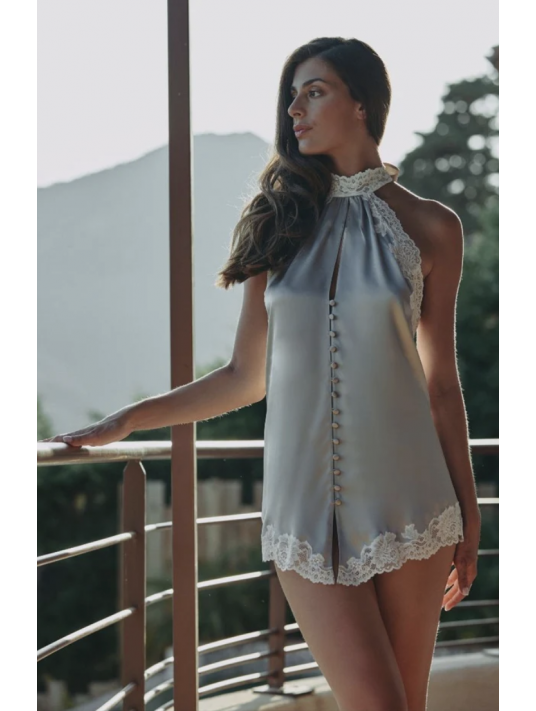 Marjolaine Grey silk nighty CARMELA