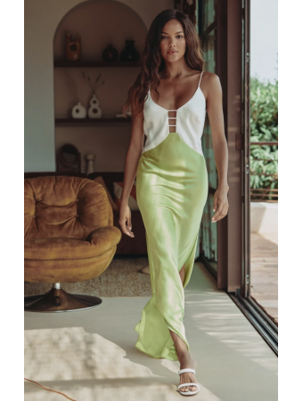 Marjolaine Robe nuisette longue tilleul CARMELA