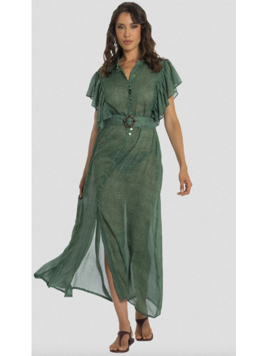 PIN UP STARS Robe longue coton Olive