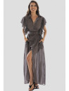 PIN UP STARS Robe longue coton chocolat