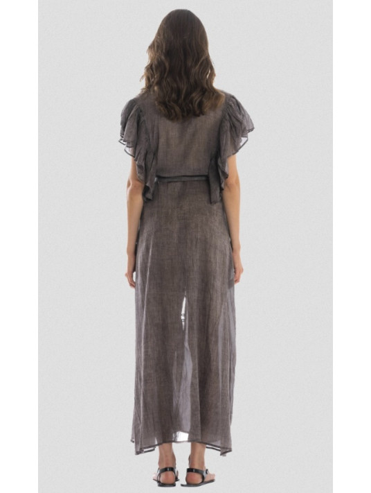 PIN UP STARS Robe longue coton chocolat