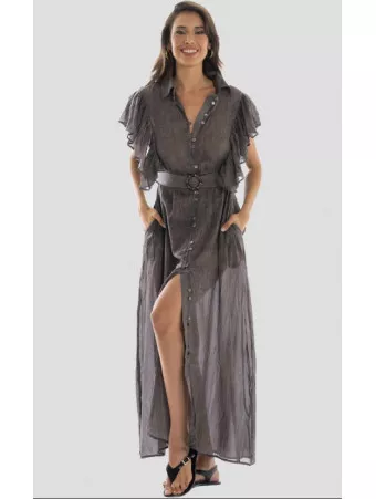 PIN UP STARS Robe longue coton chocolat