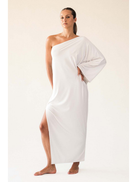 CALARENA Robe longue asymetrique YOGOURT GAIA
