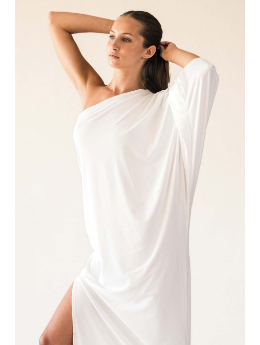 CALARENA Robe longue asymetrique YOGOURT GAIA