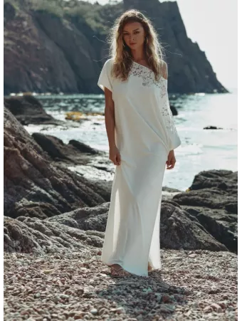 Marjolaine Robe longue molleton eponge CELESTE