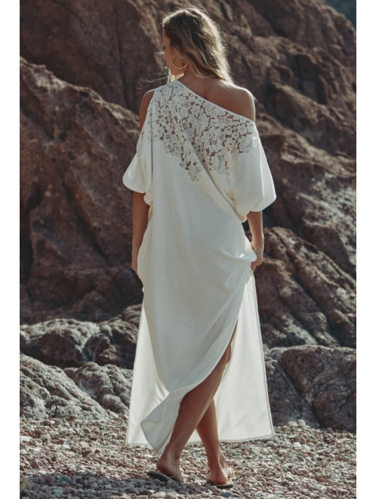 Marjolaine Robe longue molleton eponge CELESTE