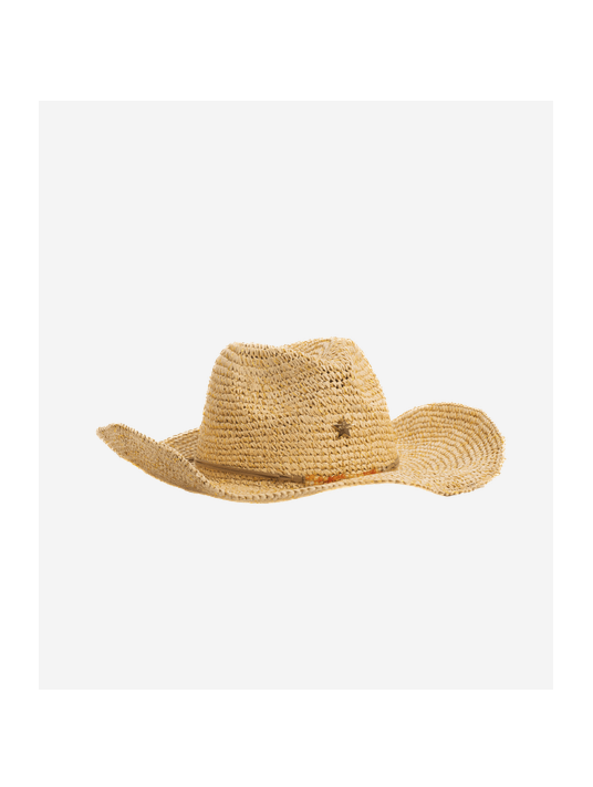 Beige raffia hat PIN UP STARS