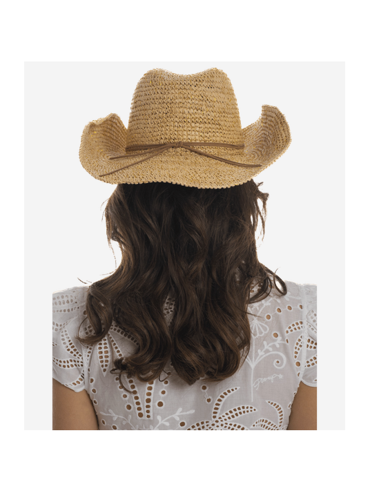 Beige raffia hat PIN UP STARS