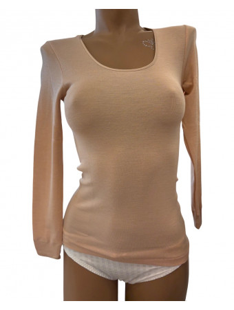 Oscalito Long-sleeved top nude WOOLEN SILK