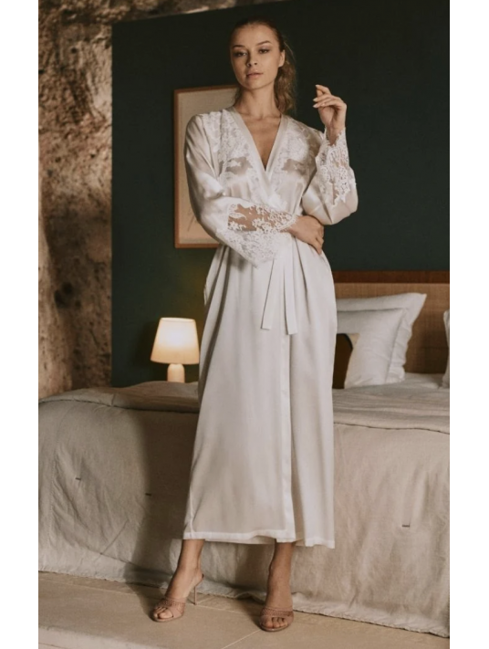 Marjolaine Long silk dressing gown TESS