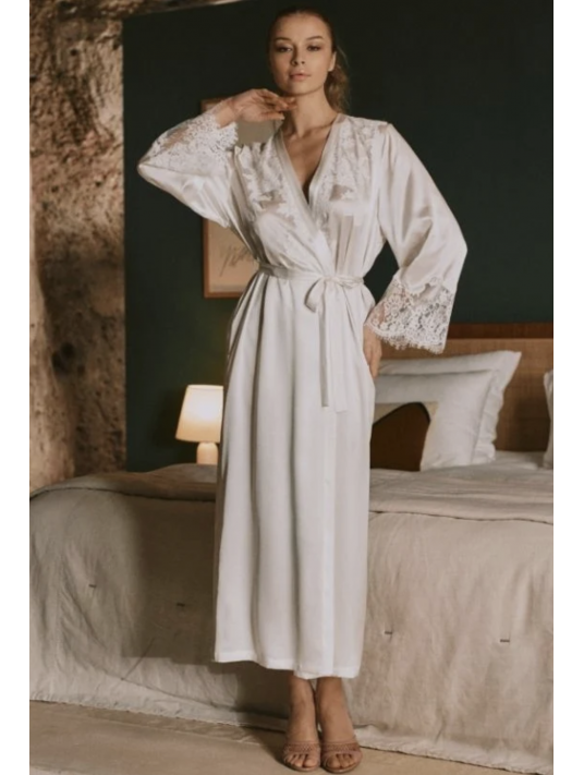 Marjolaine Long silk dressing gown TESS