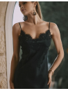 Black Long silk nighty TESS