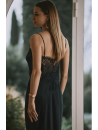 Black Long silk nighty TESS