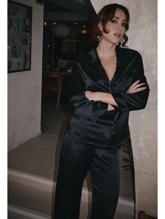 marjolaine Black silk pajama TESS