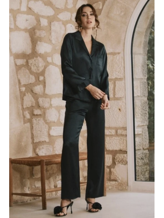 marjolaine Black silk pajama TESS